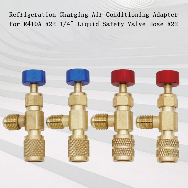 4/1 Uds R410A R22 herramienta de refrigeración adaptador de válvula de seguridad de aire acondicionado adaptador de cobre de carga de refrigeración con 1/4