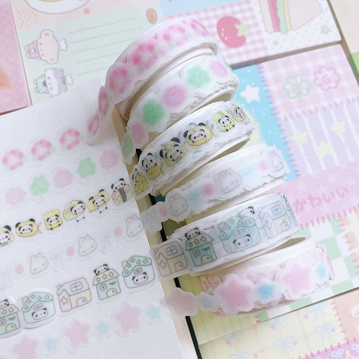 形の和紙テープカラフルなストライプステッカーテープかわいい箔装飾ジャーナルプランナー落書きテープINSスタイルマスキングテープ