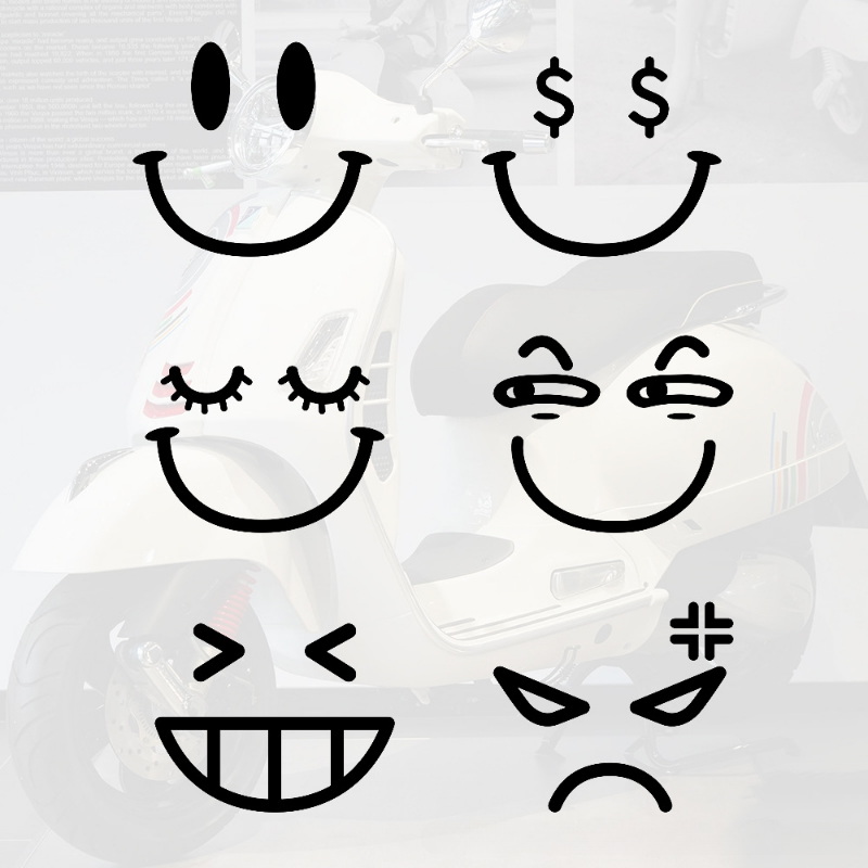 For PIAGGIO Vespa Primavera 50 125 Sprint 50 125 GTS GTV 300 250 SUPER Headlight Sticker Expression Decal Motorcycle Accessories