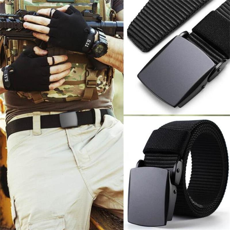Cinturón de lona para hombre, hebilla automática de Metal para exteriores, de nailon negro, informal, combina con todo, de lujo, venta al por mayor, novedad de 2022