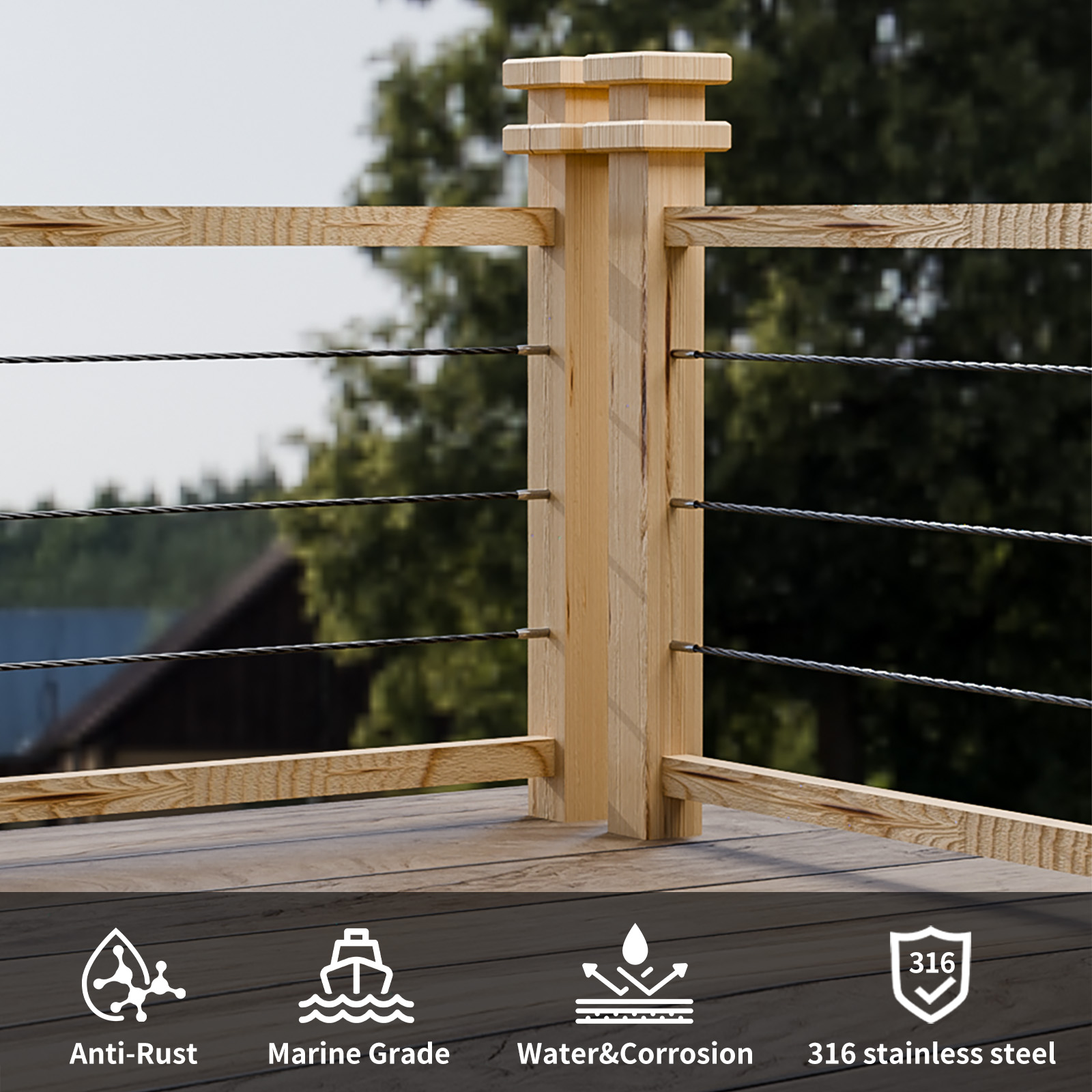 40 Pcs Round-Head Rod Invisible Connector, 1/8'' Invisible Cable Railing Kit