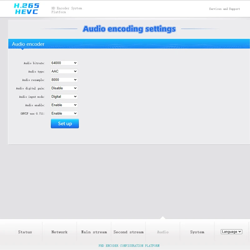 Кодировщик H.265/H.264 HDMI с поддержкой RTSP,RTMP,Unicast UDP,HTTP TS, протокола ONVIF, работает с сетевым видеорегистратором