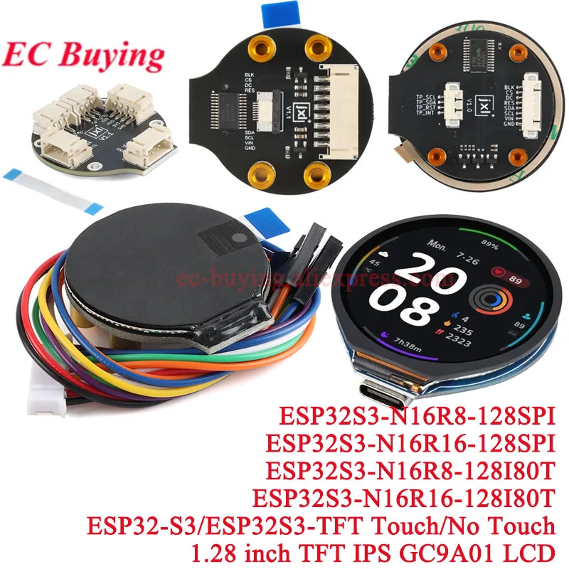 1.28 Inch IPS LCD Màu TFT Module Hiển Thị 1.28 "RGB LED Màn Hình Tròn 240*240 GC9A01 Ổ 4 dây Giao Diện SPI 240X240 PCB Heo