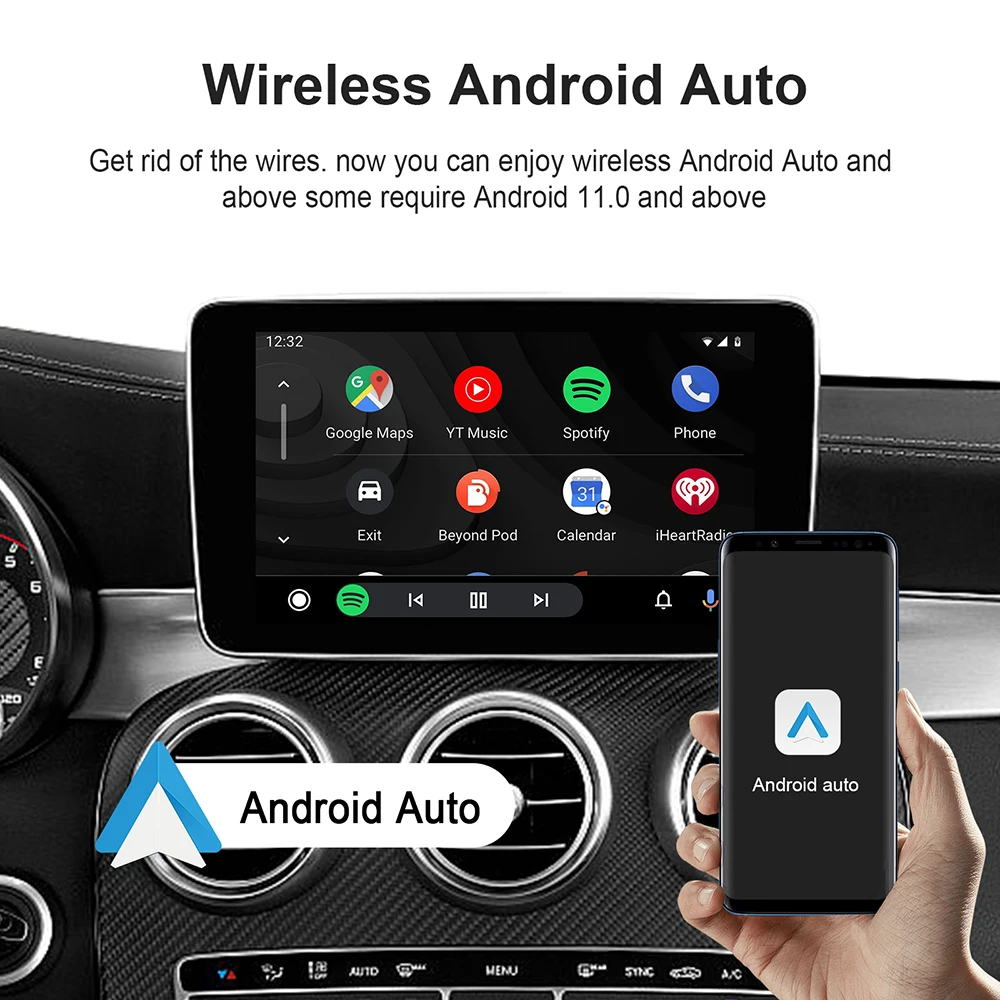 Android 13 Carplay AI Box Wireless Carplay Adapter Android Auto For Netflix Youtube VW Toyota Mazda Hyundai Haval GMC Ford Chev