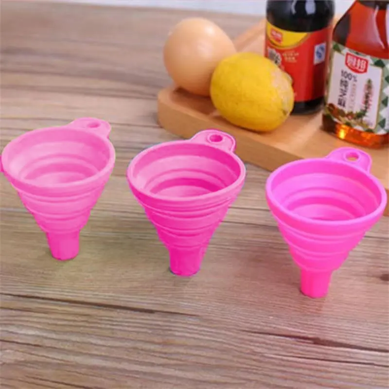 Mini embudo de silicona roja, multifuncional, conveniente, plegable y Sub herramientas de embalaje, suministros de cocina, 1pc