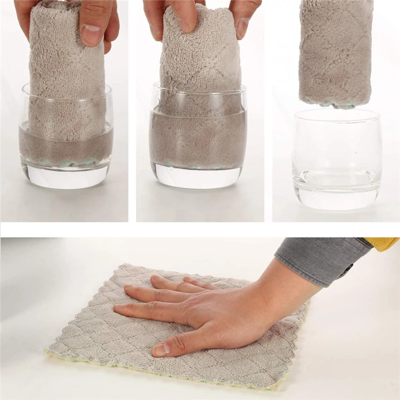 5/10/20 pçs microfibra pano de cozinha toalhas de prato super absorvente coral veludo toalhas de prato antiaderente óleo lavável secagem rápida