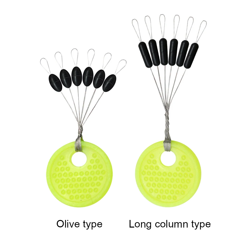 60Pcs 10Set Space Beans gomma attrezzatura da pesca alla carpa tappo ovale in gomma nera galleggiante da pesca Bobber Float Line stop