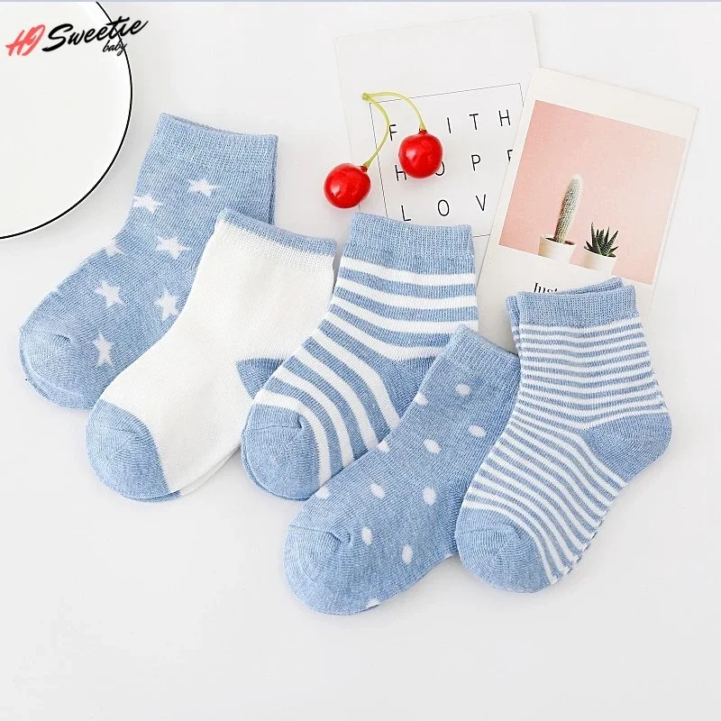 Bộ 5 Đôi Tất Cho Bé Sơ Sinh Bé Trai Tất 0-1-3-7Y Trẻ Em Cotton Nguyên Chất Thiết Kế Hình Thú Không Phai Mềm Vớ Trẻ Em Cho bé Gái