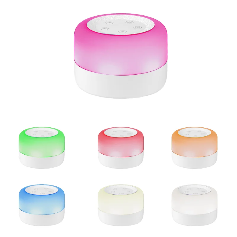 Máquina portátil de ruído branco, 7 efeitos de luz, 12 sons calmantes, bateria recarregável de 2000mAh, dispositivo de auxílio ao sono do bebê