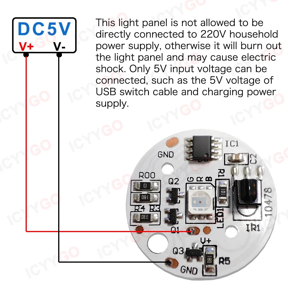 Scheda luci LED a bassa tensione 5V Scheda lampada RGB a colori 3W Sorgente sfumata colorata IR Interruttore remoto wireless a 24 tasti Controllo on/off