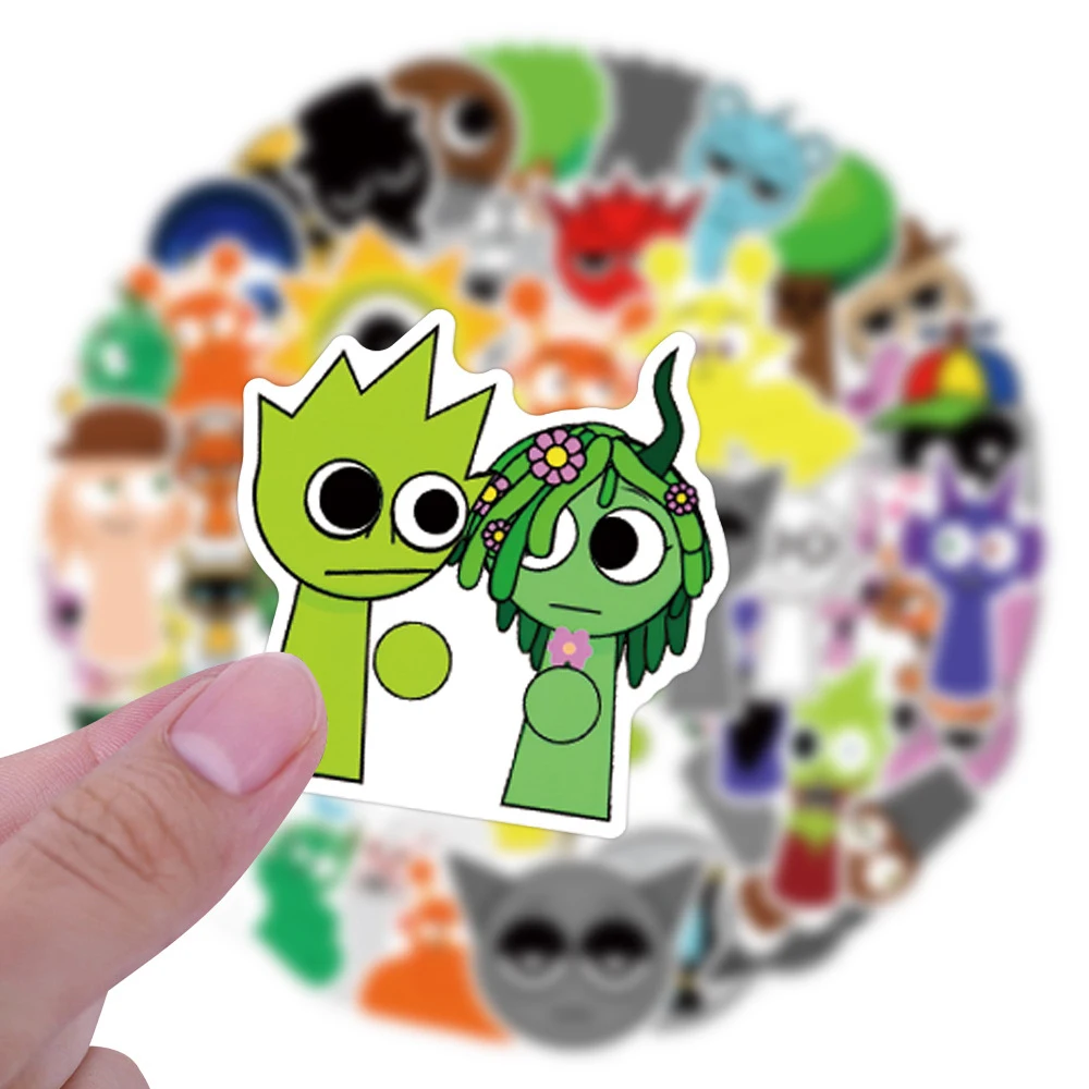 55pcs Incredibox Sprunki 음악 게임 스티커 재미 있은 어린이 낙서 장난감 만화 데칼 DIY 전화 노트북 노트북 자전거 자동차
