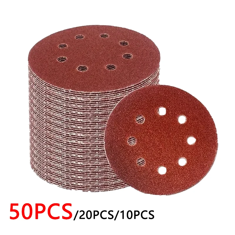 10-50 Uds 8 agujeros 125mm papel de lija carpintería Metal madera jade disco de molienda herramienta de pulido abrasivo 40-3000 discos de lijado de grano