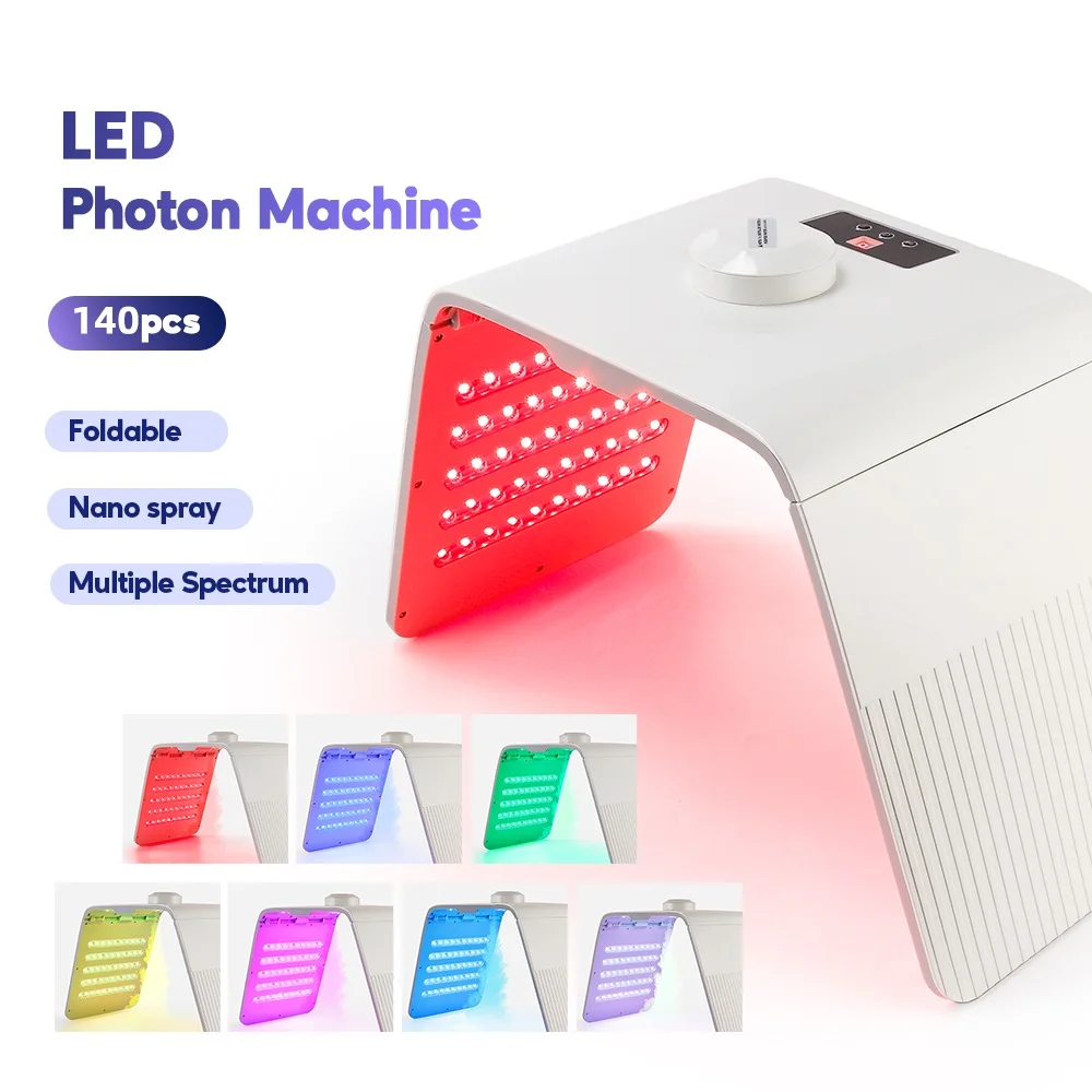 ไฟ LED 7สีสเปรย์นาโน PDT เครื่องสเป็คโตรมิเตอร์ให้ความชุ่มชื้นสเปรย์เสริมความงามด้วยการส่องไฟมาสก์คืนความอ่อนเยาว์ด้วยแสง