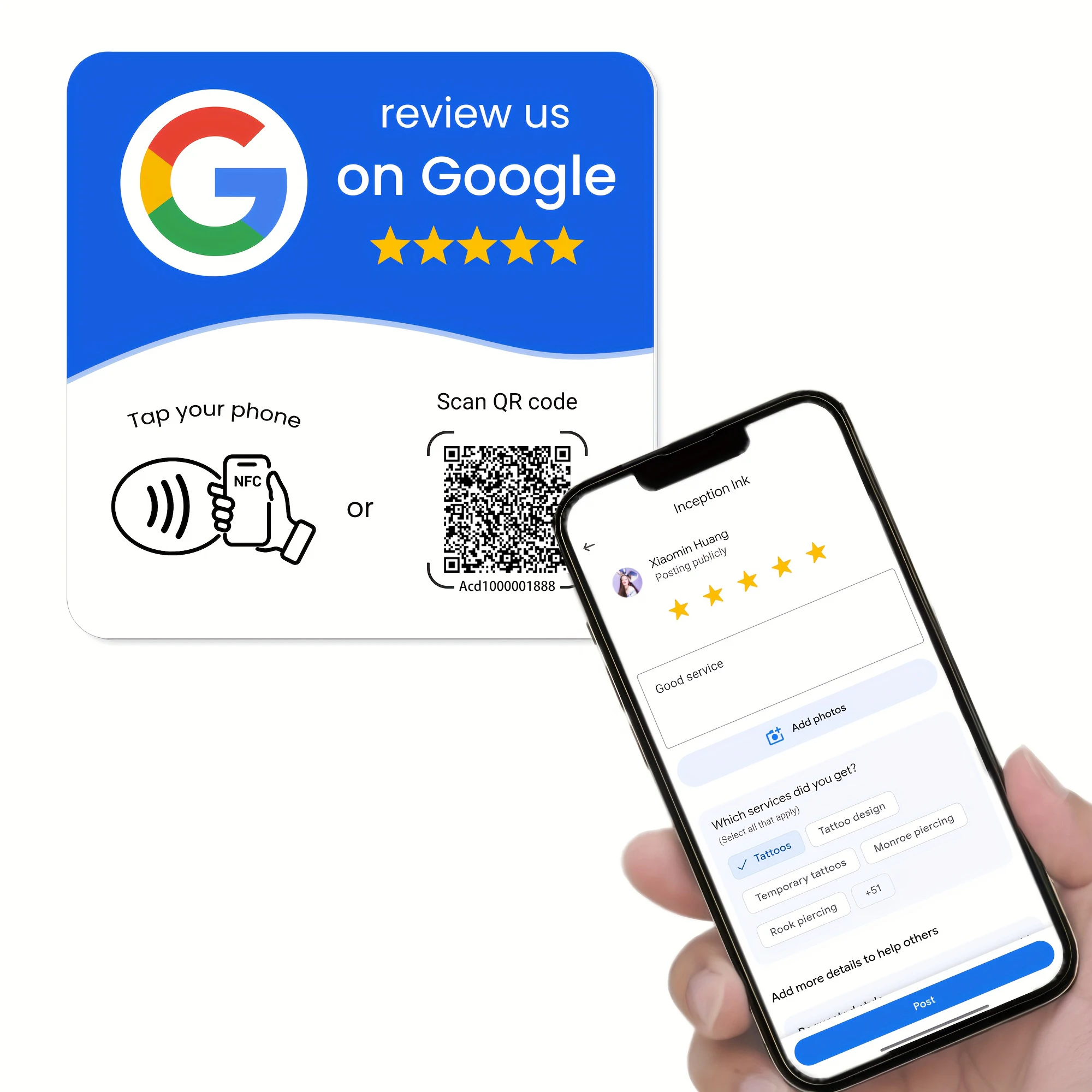 HACHANLUN programável NFC 215 quadrado para Google Review Card NFC Station Table 13.56Mhz QR code editável cartão permanente