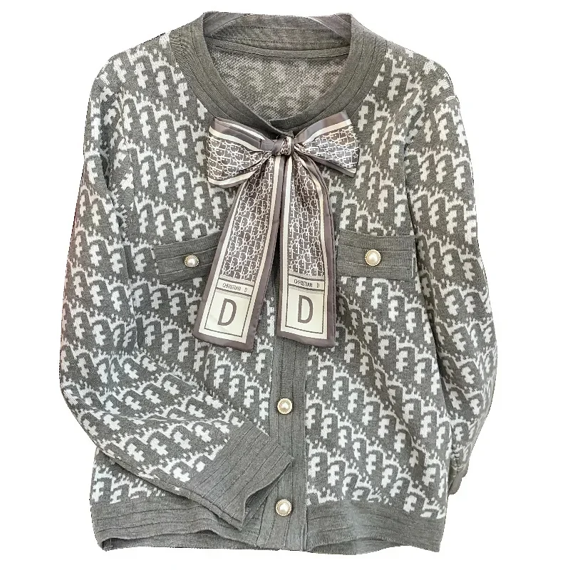 2024 nova primavera outono camisola jaqueta feminina design moda malha cardigan casaco vermelho rosa preto cinza malhas topos feminino