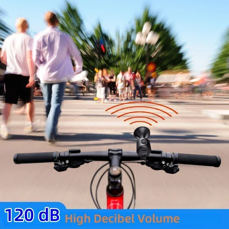 ไฟฟ้าจักรยานฮอร์นดัง 120dB ผู้ใหญ่จักรยาน Bell คําเตือนจักรยาน Horns ALARM สําหรับ Handlebars 300mAh แบตเตอรี่ดําเนินการกันน้ํา