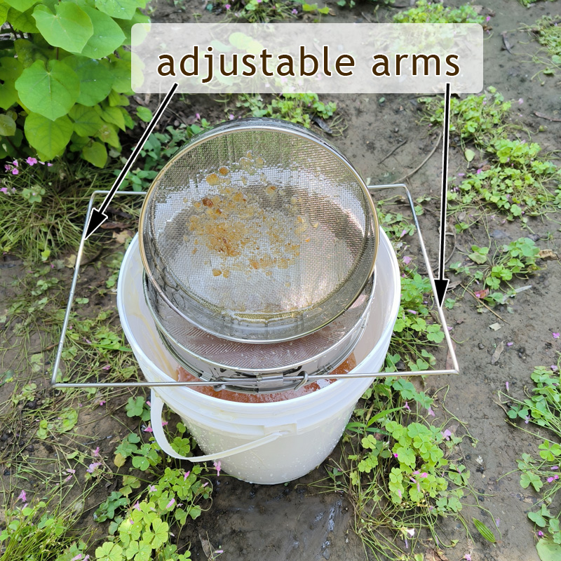 Honingzeef - Dubbele zeef Honing Grof en fijn filter, SS Honingextractiegereedschap Dubbele lagen Verstelbare armen Bijenzeef