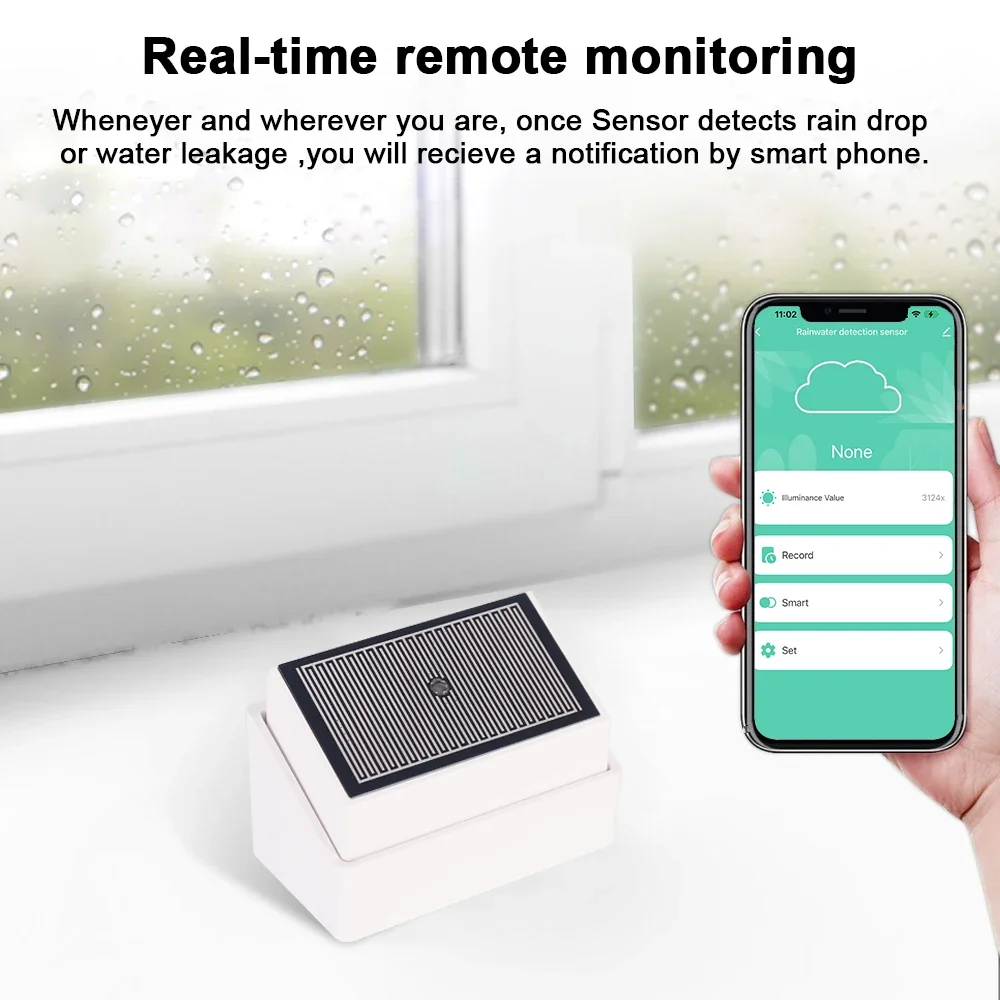 Tuya zigbee sensor de detecção de gotas de chuva com detector de luz ipx4 ao ar livre à prova d' água suporte assistente doméstico zigbee2mqtt