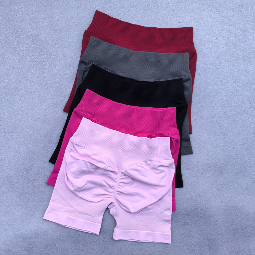 4,5" Nahtlose Shorts Gerippte Yoga-Shorts Damen Flex Scrunch Bum Gym Shorts Booty Running Short Butt Lifting Workout-Hose