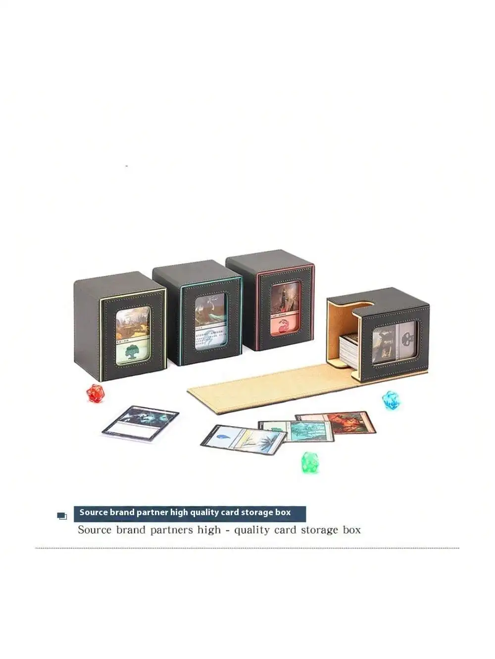 100 + แยกหน้าต่างฝาครอบแนวตั้ง Plug-In กล่อง PU Strong Magnetic Creative Display การ์ดกล่อง Magic The Gathering เกม