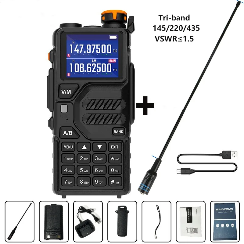 Baofeng radio k5 plus tragbares Amateurfunk Sechs bänder Zwei-Wege-Radio Tri-Band-Hoch leistung noaa 999 Kanäle USB-C Chirp