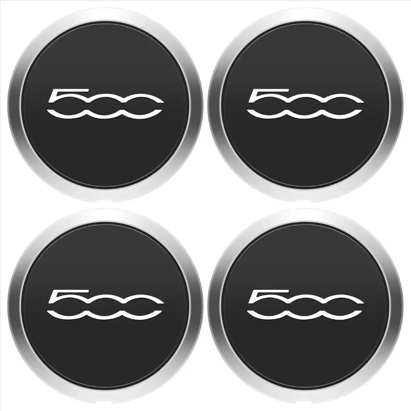 Prateado-Hubcap para Fiat 500, Conjunto de tampas do cubo central, Tampa contra poeira, Substituição do cubo da roda, 68078419AC, 68078421AC, 133mm, 51884863