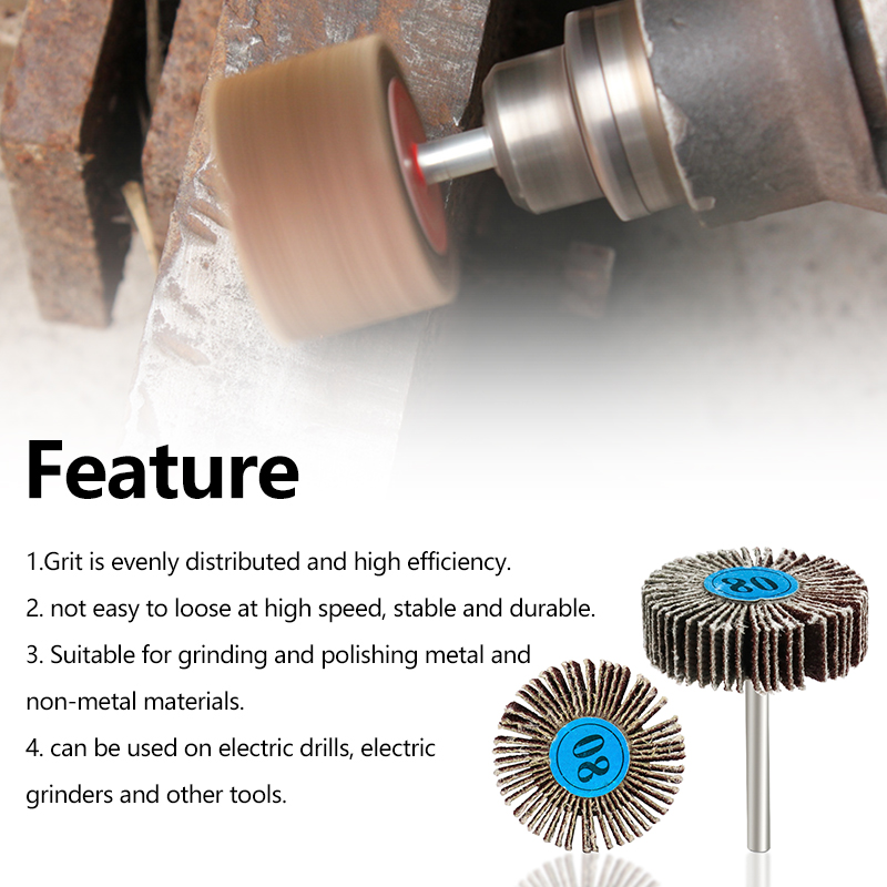 XCAN-Discos de lijado de grano 80, disco de rueda de aleta de papel de lija, vástago de 3,0mm, rueda de pulido para herramientas rotativas Dremel