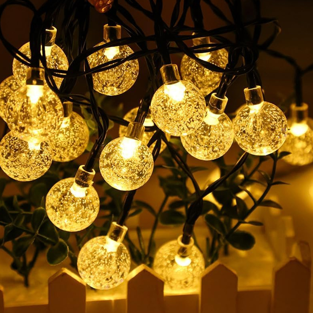 1pc 太陽光発電バブルボール LED ストリングライト 20LED/30LED/50LED 防水屋外庭の廊下中庭の装飾