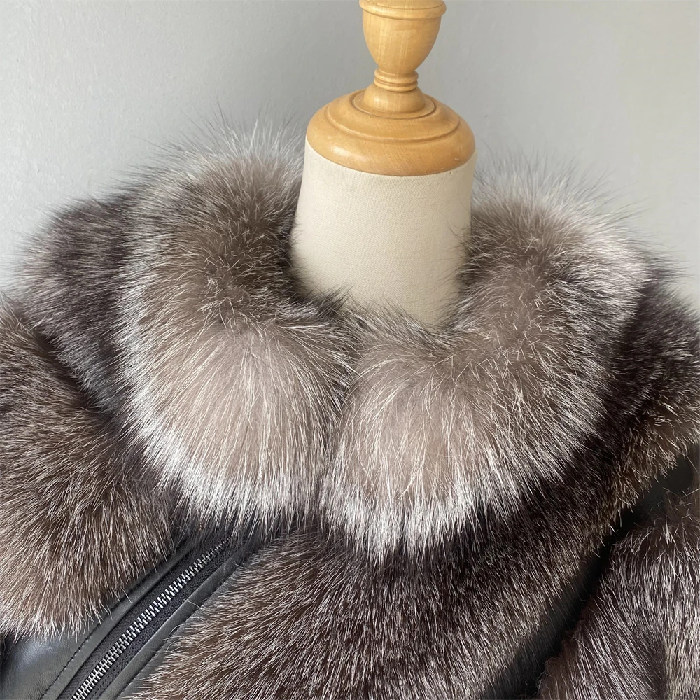Jaxmonoy frauen Echtpelz Mantel Winter Luxus Natürliche Pelzmantel Damen Mode Warme Neue In Outerwer Hohe Qualität Weibliche 2024