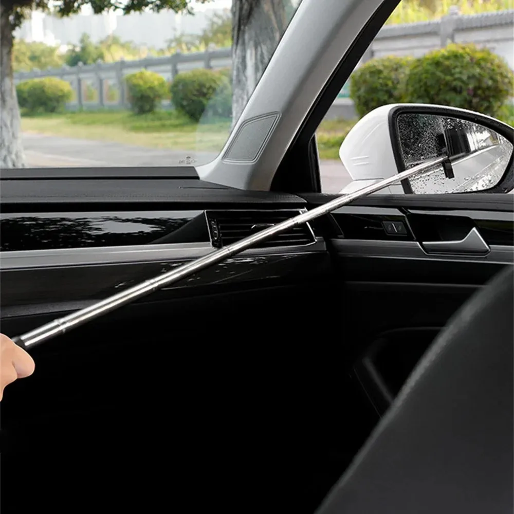 กระจกรถกระจกฝนเครื่องมือทําความสะอาดหน้าต่าง Wiper ขยายจับรถด้านข้างกระจกไม้กวาด Telescopic กระจกมองหลังไม้กวาด