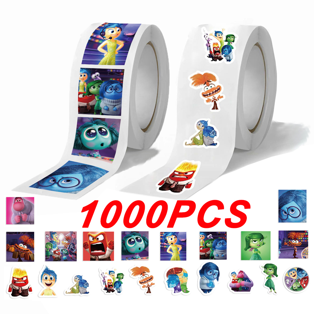500/1000 Stück Disney Inside Out 2 Aufkleber Kawaii süße Cartoon Label Siegelaufkleber Rollen Aufkleber für Telefon Gepäck Aufkleber Spielzeug