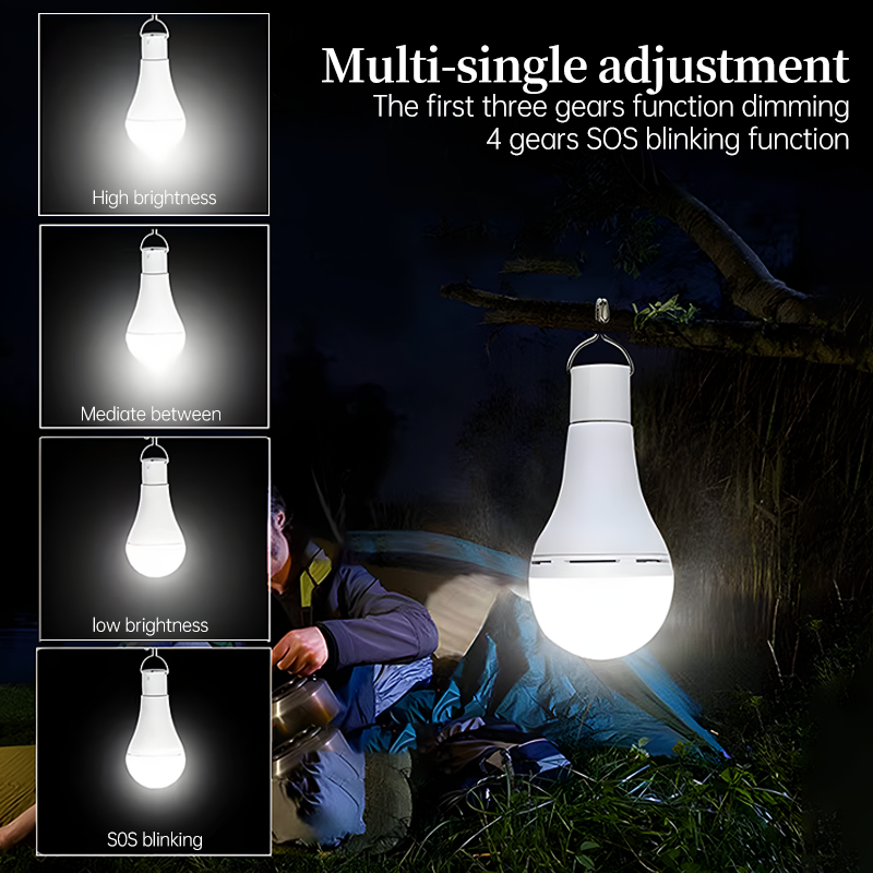 Luz Solar LED de emergencia colgante, de 5V bombilla con carga USB, luces impermeables para tienda de campaña al aire libre