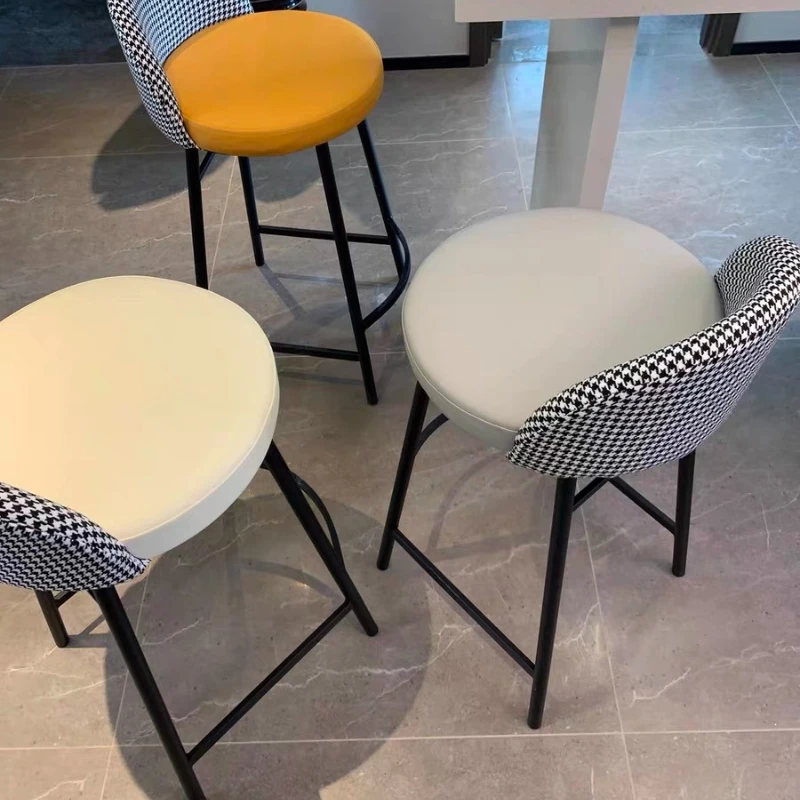 Luxury Modern Bar Stool with Backrest Minimalist Counter Height Chair Trendy Kitchen Island Dining Chair Home Bar Cafe Stools