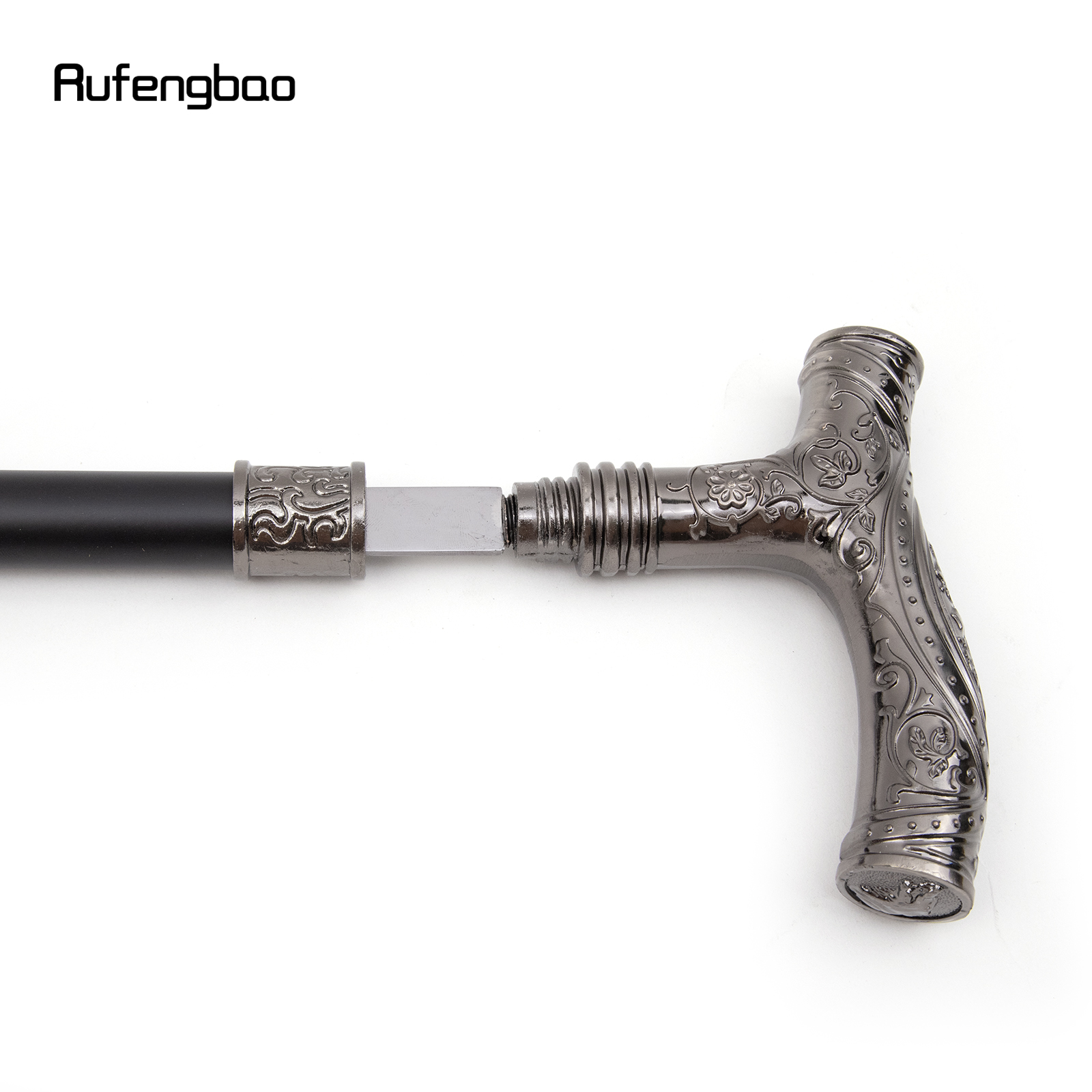 Silver Wolf Head Flower Único Joint Walking Stick com placa escondida, cana Cosplay Crosier, moda auto-defesa, 93cm