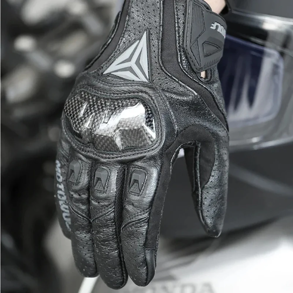Motorcycle Protect Leather Unisex Moto Touch Screen Breathable Motocross Riding Winter Fall Spring Protective Full Finger Gloves