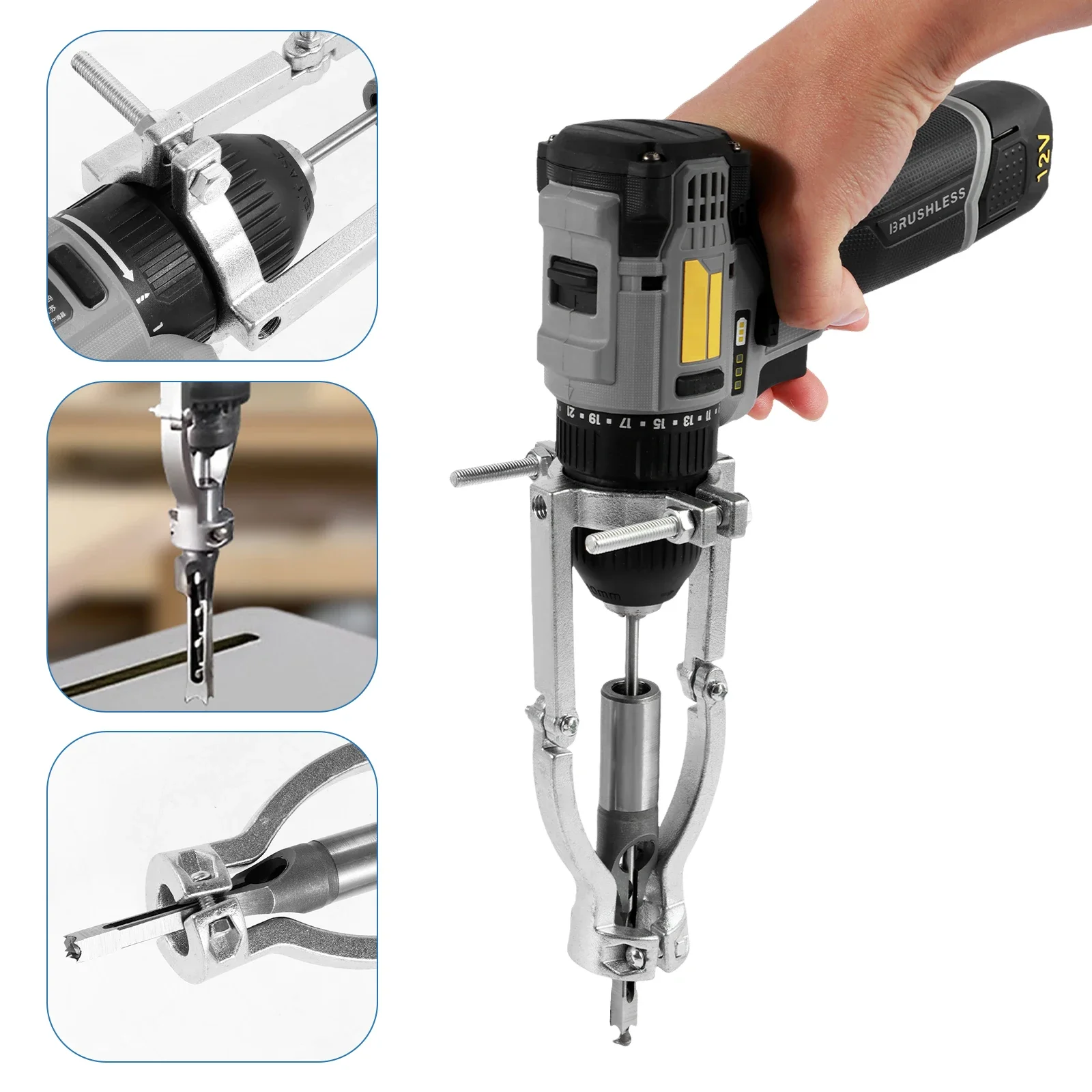 Square Hole Drill Bit Adapter Power Tool Accessory for Drill Machines Woodworking Hole Saw Mortising Chisel Drill Bit Set