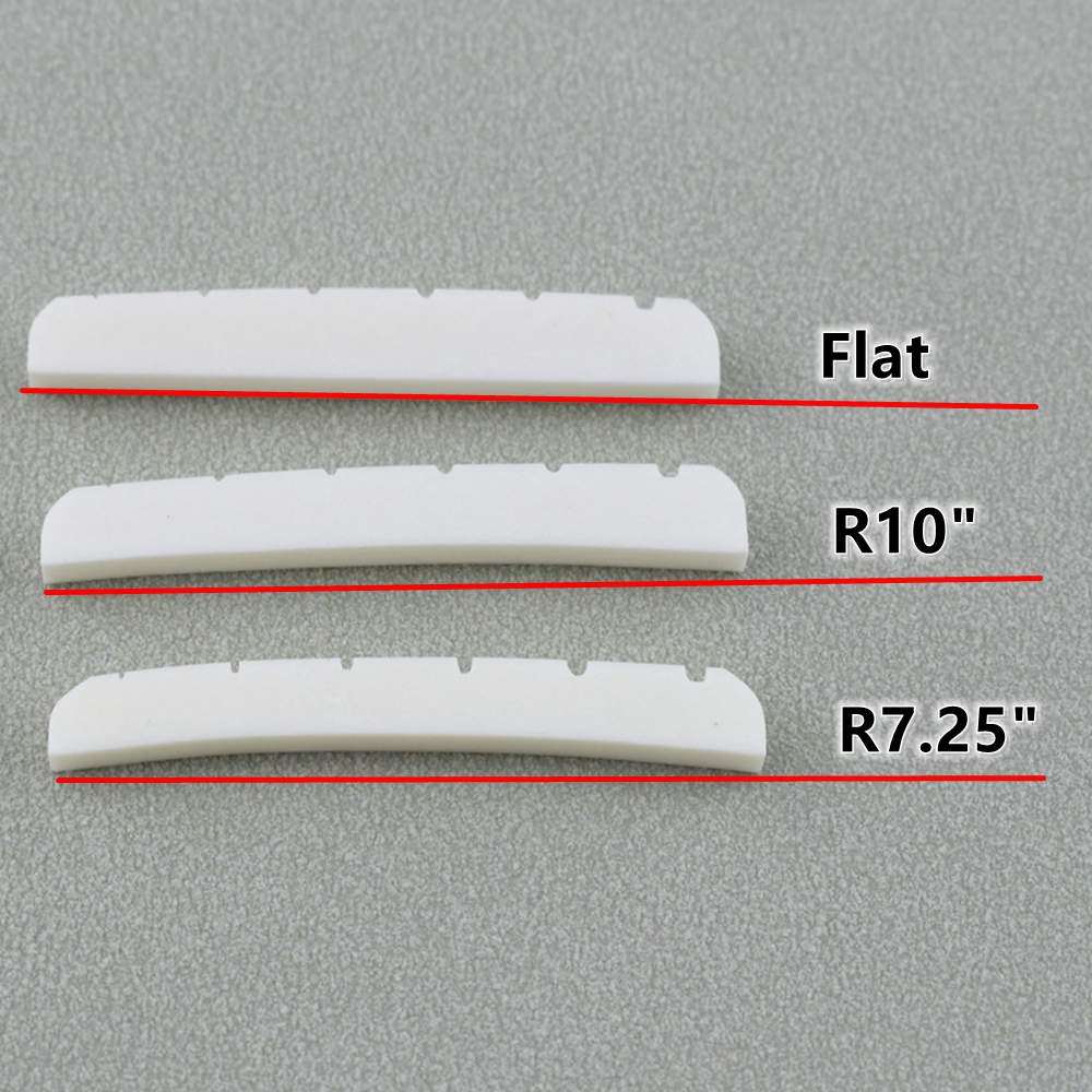 Tuerca de hueso ranurada Real para guitarra eléctrica (parte inferior plana/R7.25/R10 42MM/43MM*3,4MM*6MM)