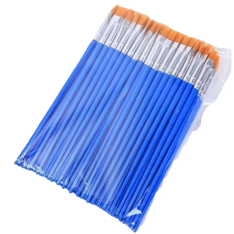 100Pcs Nylon Bristle Plastic Stem Digital Oil Brush Outlining Brush Small Line Brush Acrylic Paint Children's Oil Brush