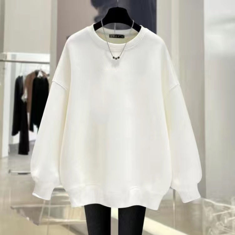 Sudadera informal de gran tamaño con cuello redondo para mujer, Top de lana gruesa de manga larga para otoño e invierno, jerséis deportivos para mujer