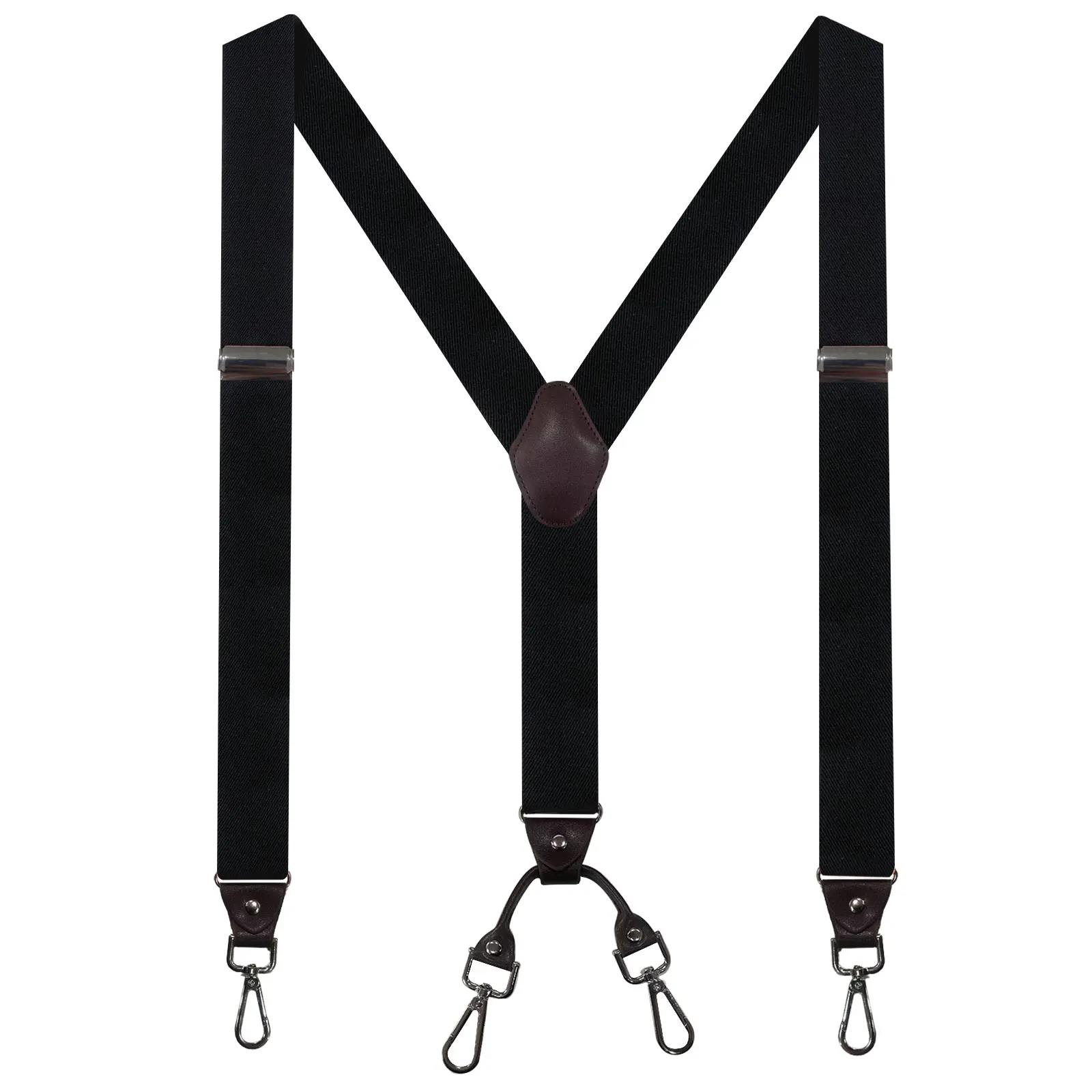 Tirantes para hombre, 4 ganchos giratorios de alta resistencia, tirantes elásticos ajustables con espalda en Y para pantalones vaqueros de alta resistencia