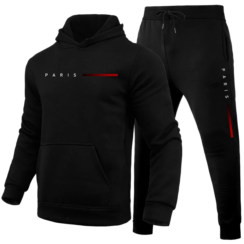 Lässiger Herren-Trainingsanzug, 2-teiliges Set, urbane Mode, Kapuzenpullover und Jogginghose, hochwertige Herren-Haus-, Outdoor-, bequeme, warme Sportbekleidung