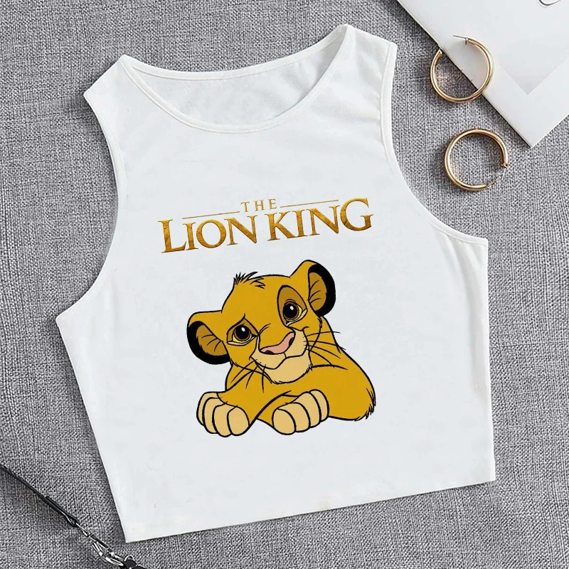 Y2K Tank Top Hakuna Matata kaus Crop Top rompi atasan pendek Disney The Lion King kaus CroppedT-Shirt Atasan Wanita kaus Wanita
