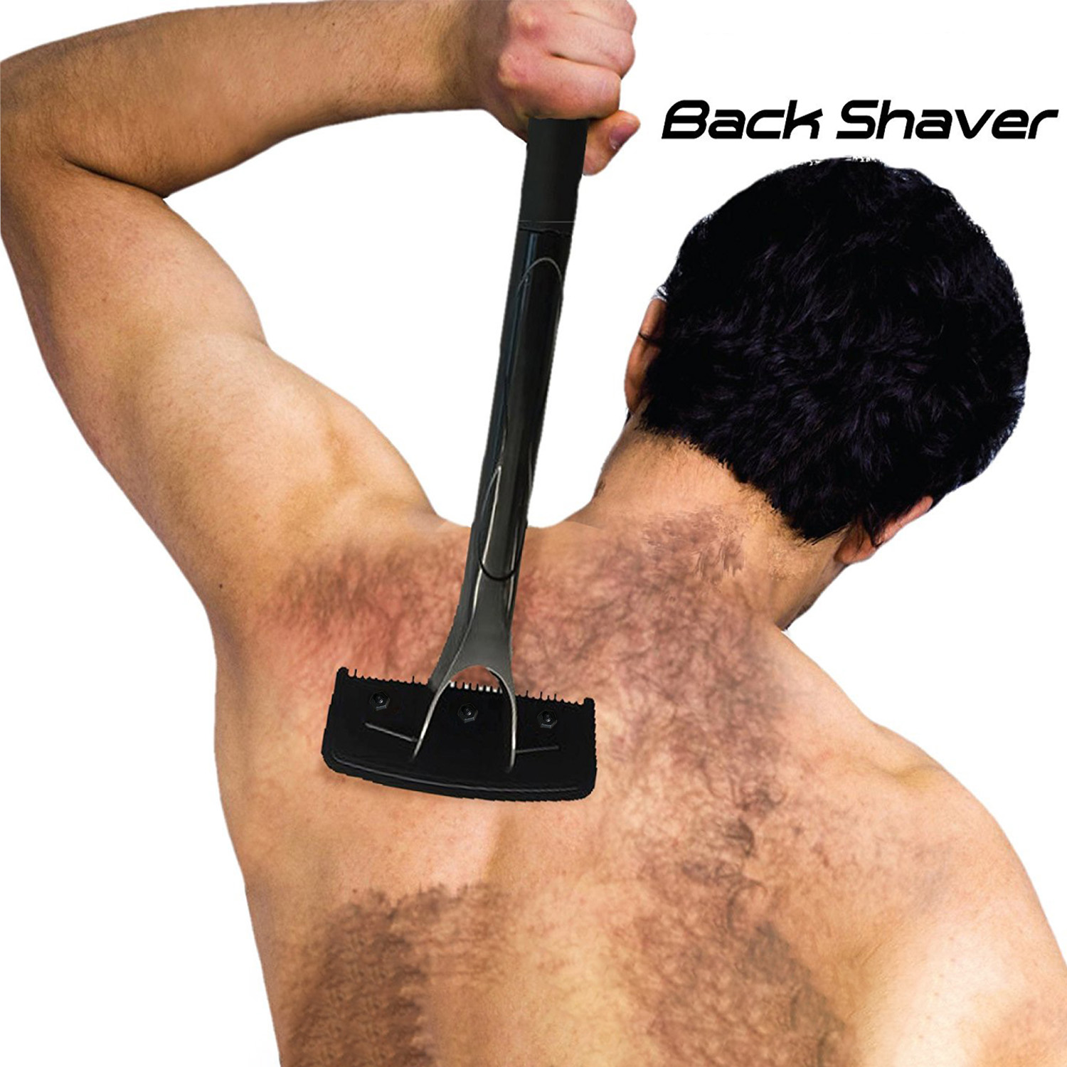 Back Shaver Shaving Knife Safety Long Handle Folding Body Back Hair Leg Back Razor Shaver Hair Removal Tool with Blades