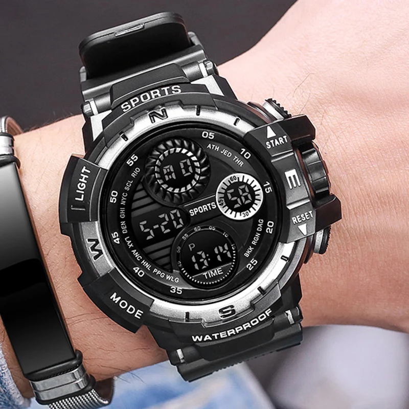 Reloj Digital militar YIKAZE para hombre, reloj deportivo para exteriores para hombre, reloj cronógrafo luminoso resistente al agua, reloj de pulsera electrónico para estudiantes