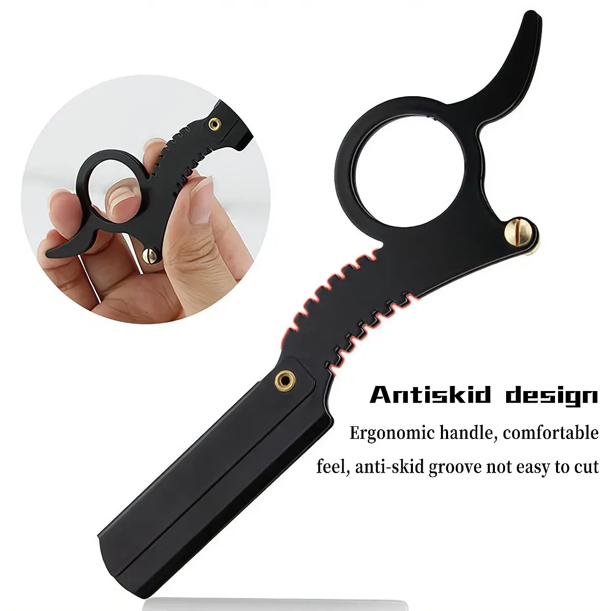 Thumb Manual Razor Straight Edge Haircut Beard Eyebrow Shaver Men Depilation Razor Hairdresser Trimming Replaceable Blades