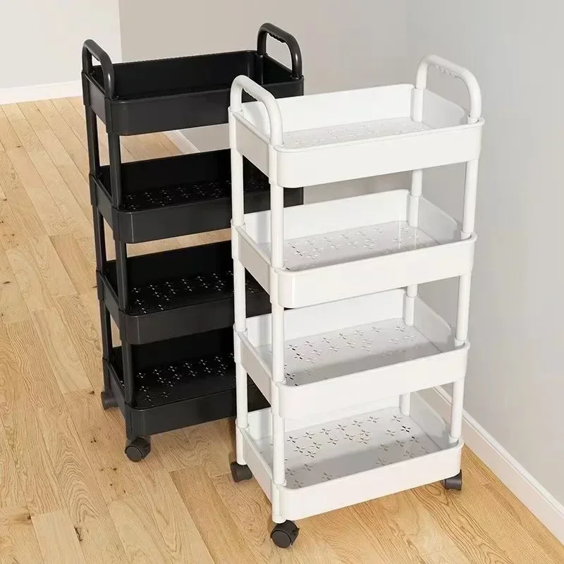 ครัวเรือน Multi-Layer รถเข็นขนาดเล็กชั้นเก็บจากพื้นห้องครัวห้องนอนห้องน้ํา Rack Storage Rack พร้อมล้อ