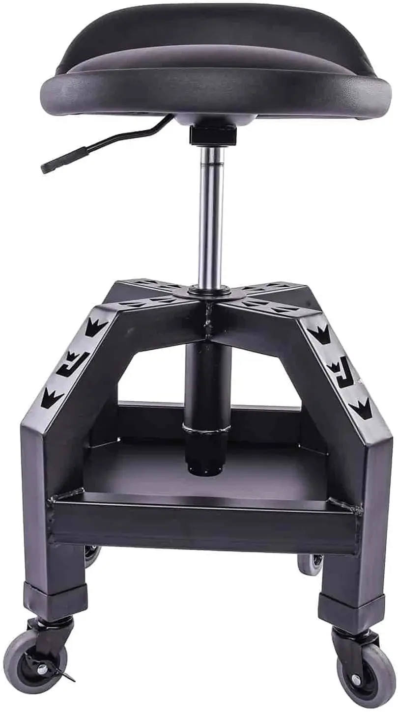 JEGS Heavy-Duty Swive Shop Stool 330 lb. Capacity | Steel Frame  Black Powder Coat Finish  22 in. to 27.50 in. Height Adjustment