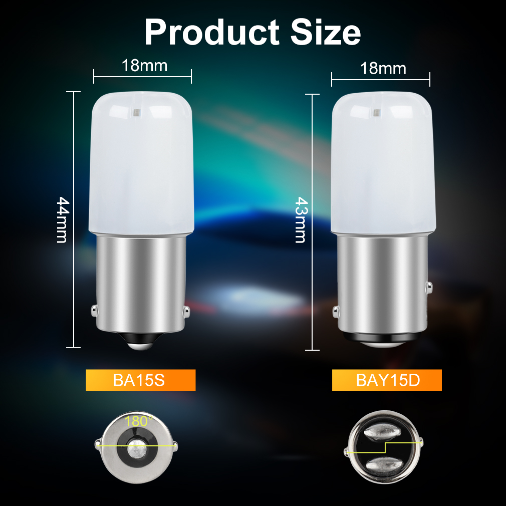 2 Chiếc P21W Led 1156 BA15S 1157 BAY15D P21 5W R5W R10W Bóng Đèn Xe Ô Tô Biến Tín Hiệu Đèn 18SMD 3030 đèn Led DRL Chữ 12V Hổ Phách Trắng Đèn Phanh