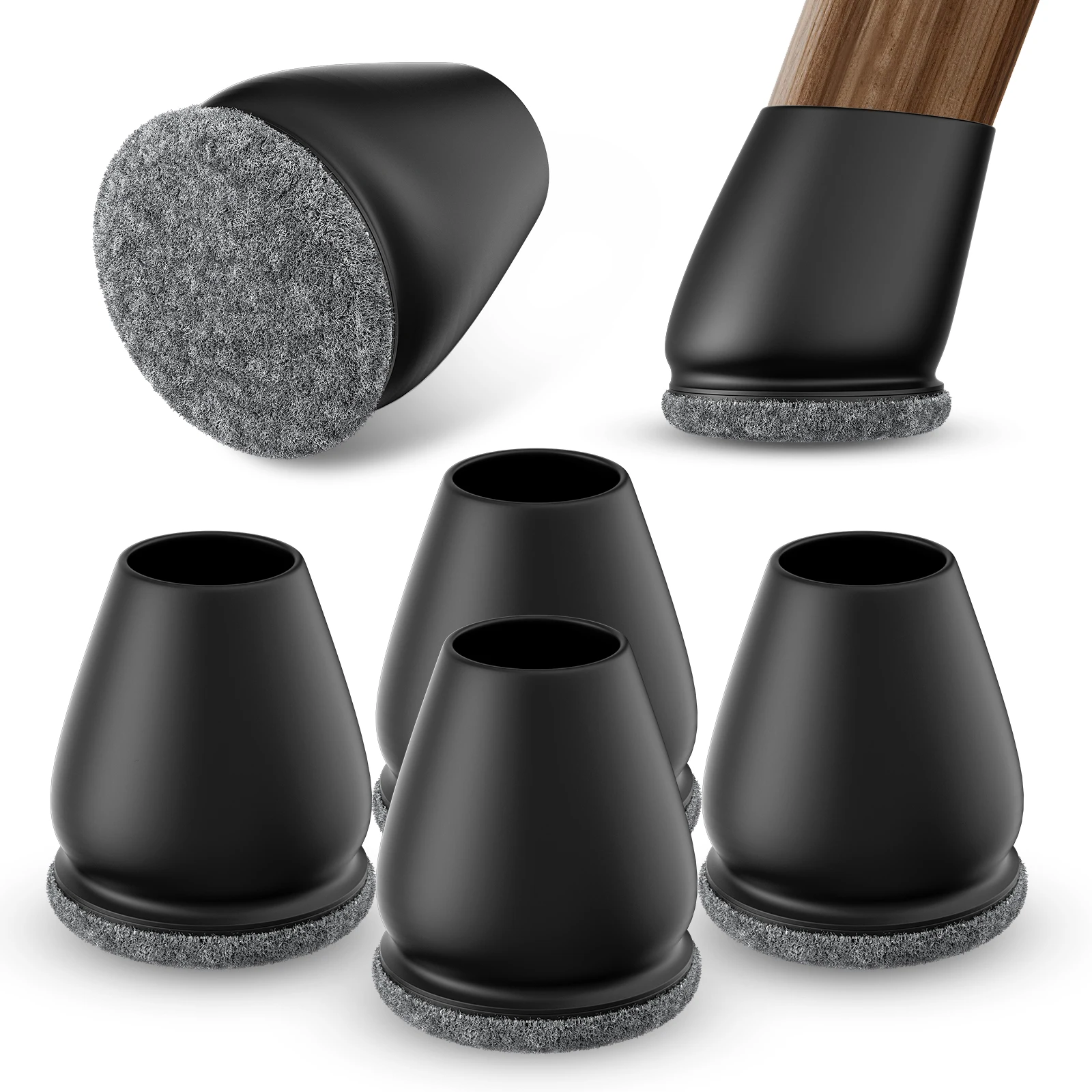 8 pezzi protezioni per pavimenti per gambe di sedie in silicone copertura per piedi diagonale con cuscinetti in feltro avvolgenti spessi piedini per tavoli per mobili in TPE proteggono i pavimenti