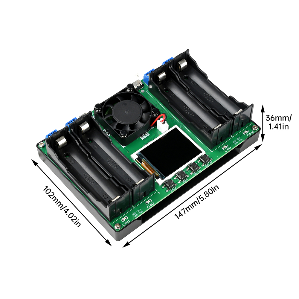 Probador de capacidad de batería y resistencia interna 18650 de cuatro canales, módulo de carga y descarga automática, probador de carga electrónica